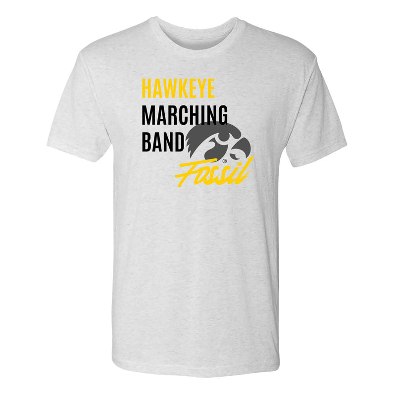 Hawkeye Marching Band Fossil Script T-Shirt - Heather White