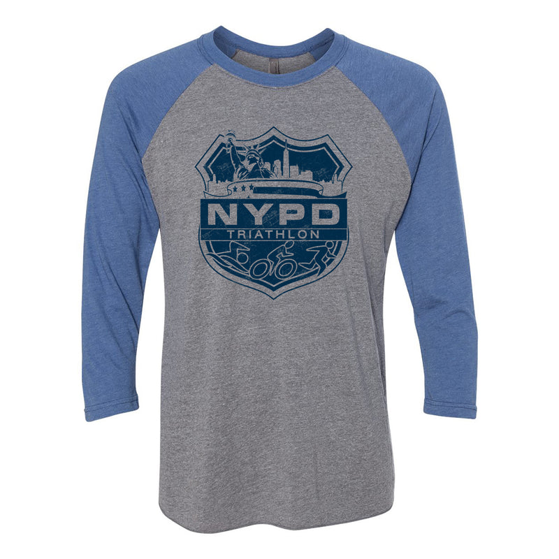 NYPD Triathlon Web Distress Logo Raglan - Premium Heather/Vintage Royal