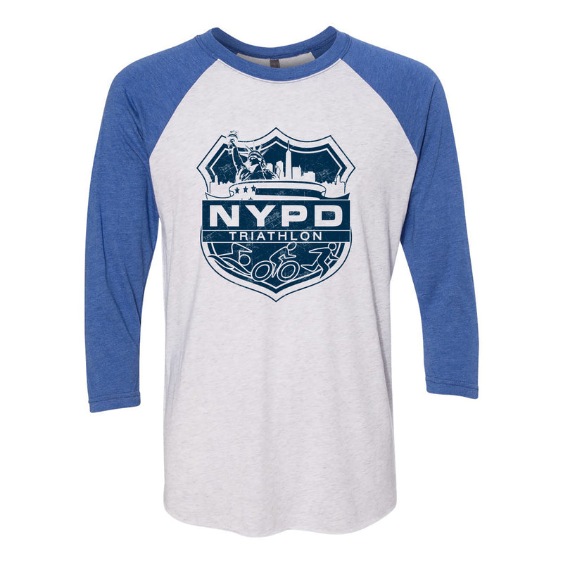 NYPD Triathlon Web Distress Logo Raglan - Heather White/Vintage Royal